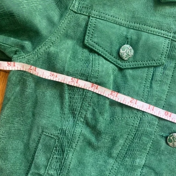 Kelly Green Suede Jacket - suede looks like snake print * accepting offers - Picture 4 of 5